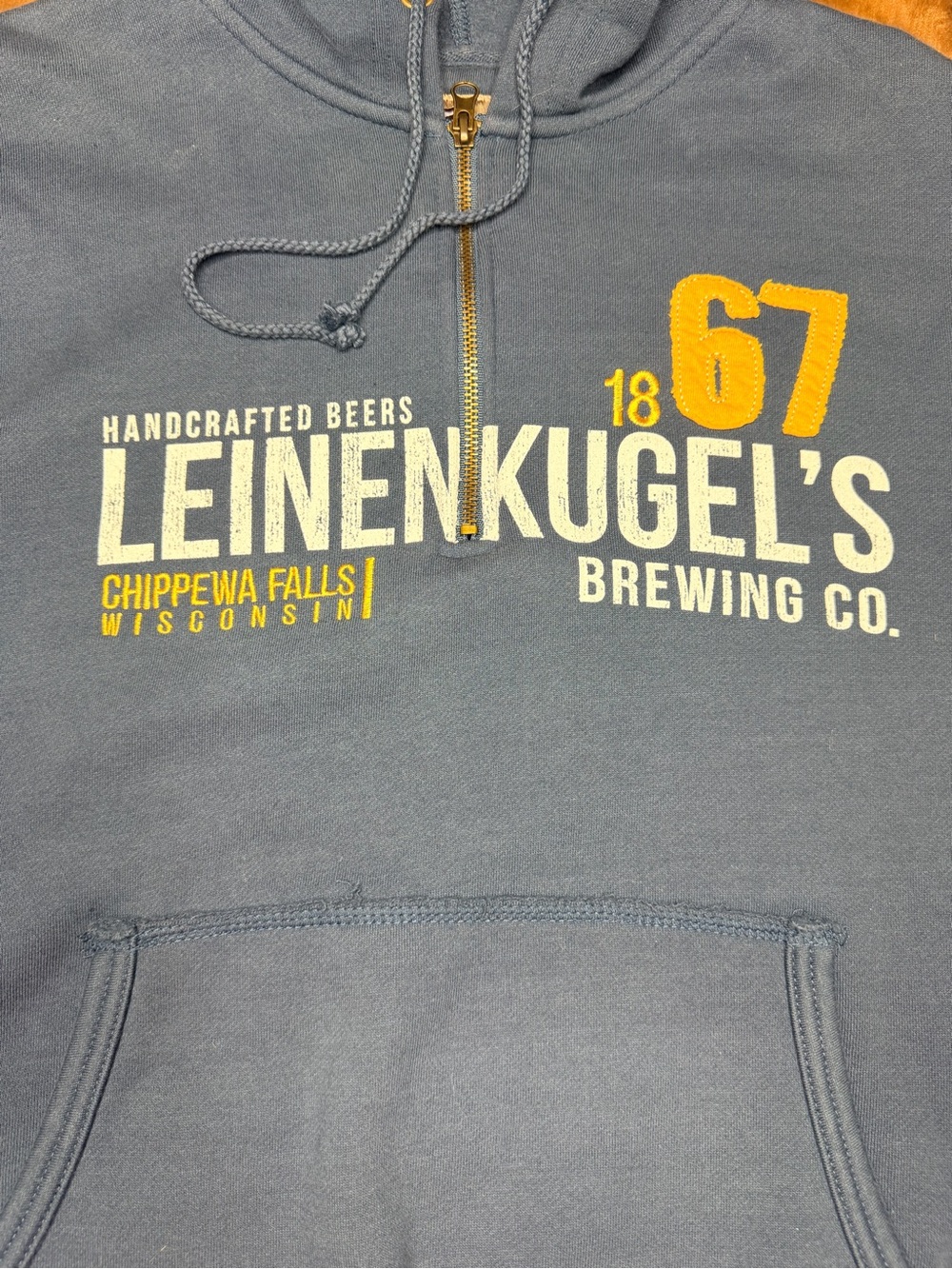 Leinenkugel’s Logo Quarter Zip Pullover Hoodie - Slate Blue